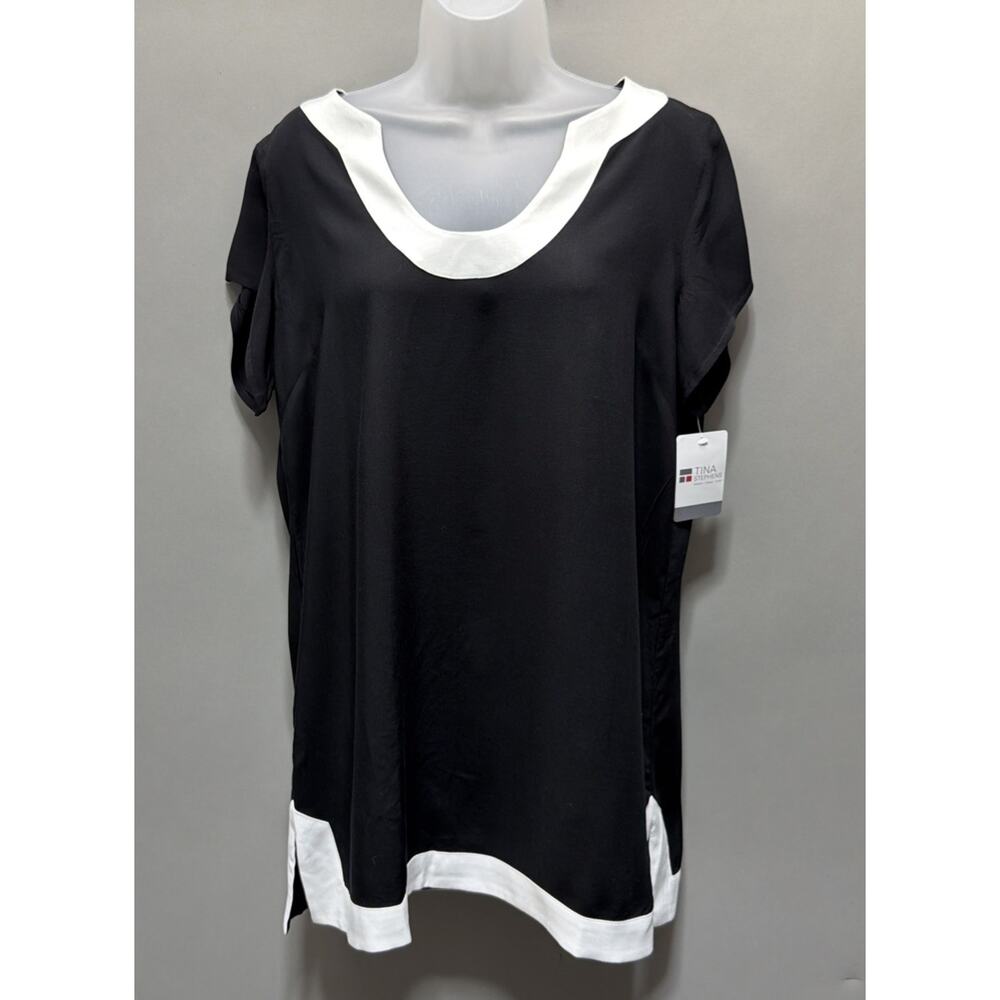 TINA STEPHENS size S Grace Cap Sleeve Tunic Oversized Fit Black NWT